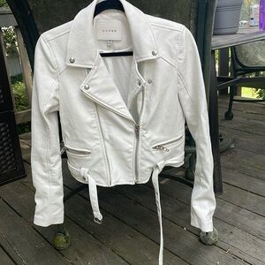 Blank NYC women’s faux leather white motorcycle jacket moto sz XS